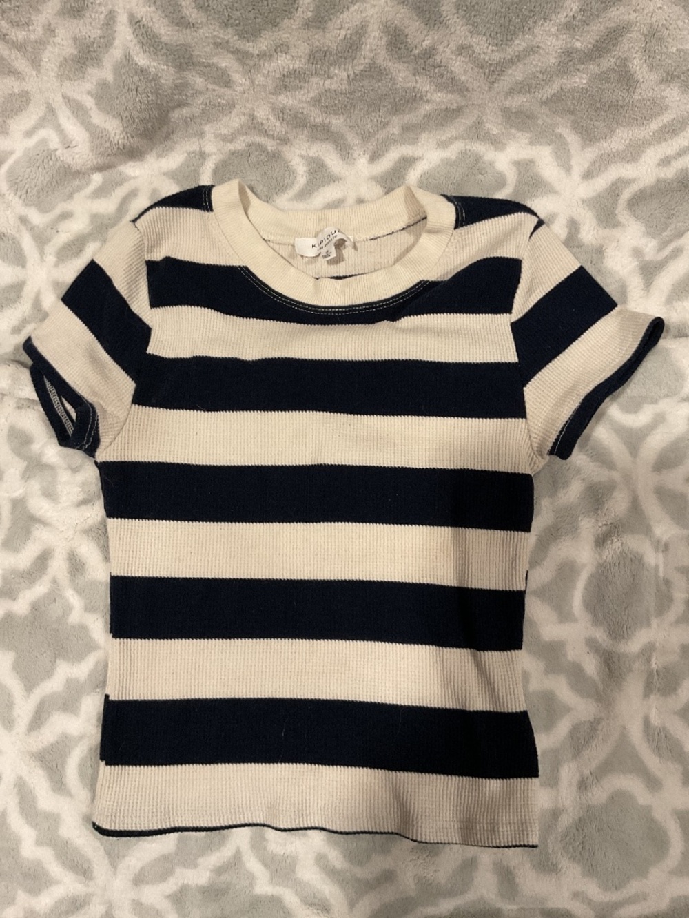 Kirious Los Angeles Navy and white short sleeve waffle, knit tee